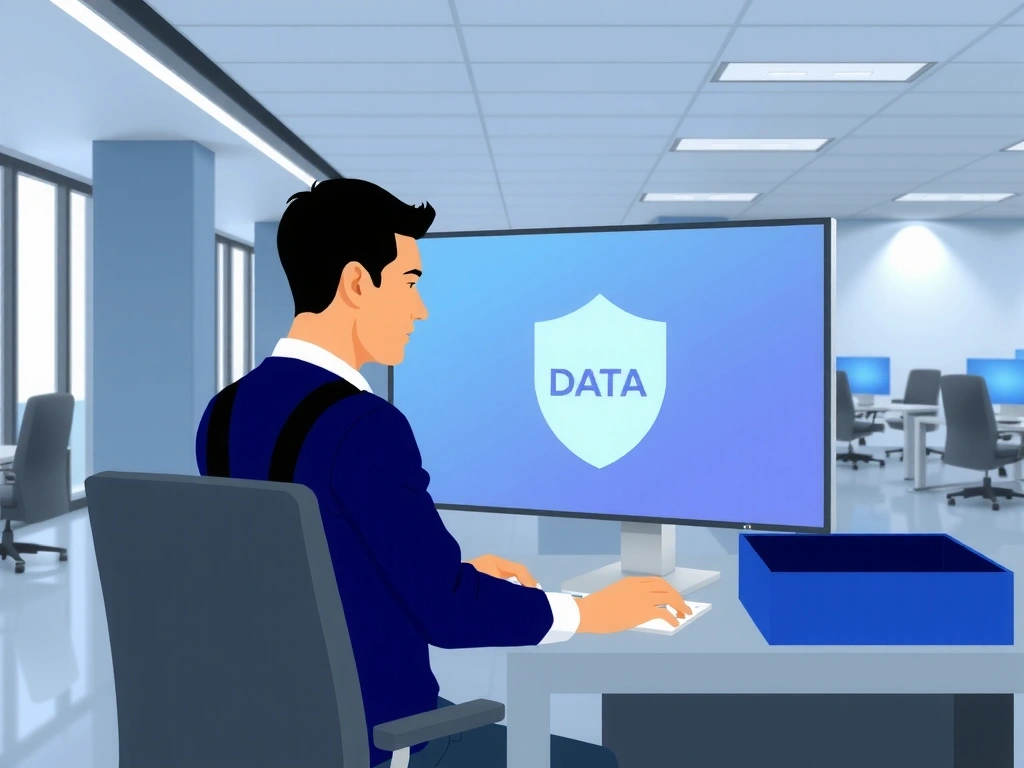 Illustration of a person protecting their data on a computer