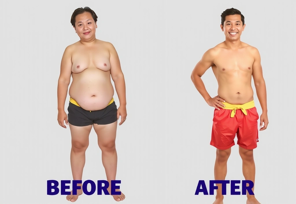 Before and after weight loss transformation - client 1